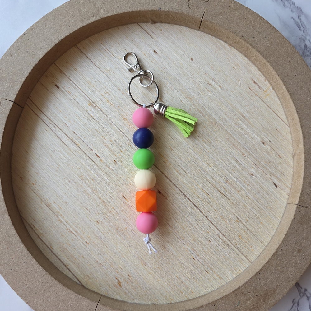 Colorful Beaded Keychain with Tassel